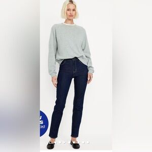 Old Navy High-Waisted Wow Straight Ankle Jeans 12 Short Dark Wash